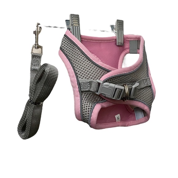 Dog Nwot Pink Grey Breathable Mesh Small Dog Harness Velcro Grey Leash 5 Size S Poshmark